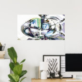 Poster Ondes aquarelles (Bureau à domicile)