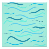 Poster Ondes bleu océan (Devant)