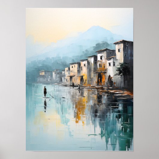 Poster Ondes de solitude, art numérique mural (Devant)