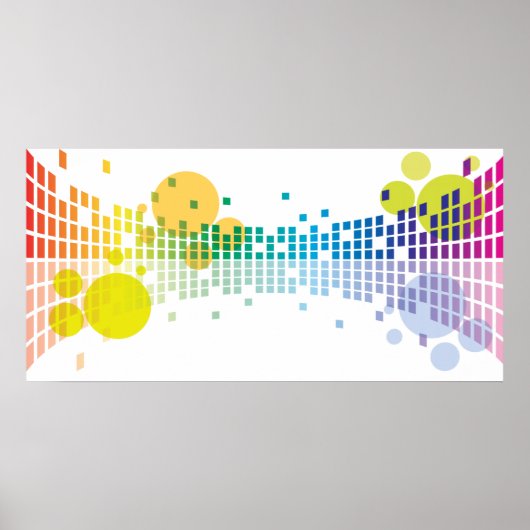 Poster ondes sonores arc-en-ciel II abstraites (Devant)
