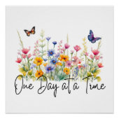 Poster One Day at a Time Inspirational Quote Wildflowers (Devant)