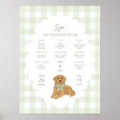 Poster One Golden Year Puppy Dog 1st Birthday Milestone (Devant)