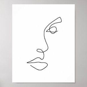 Poster One Line Contour Face 3