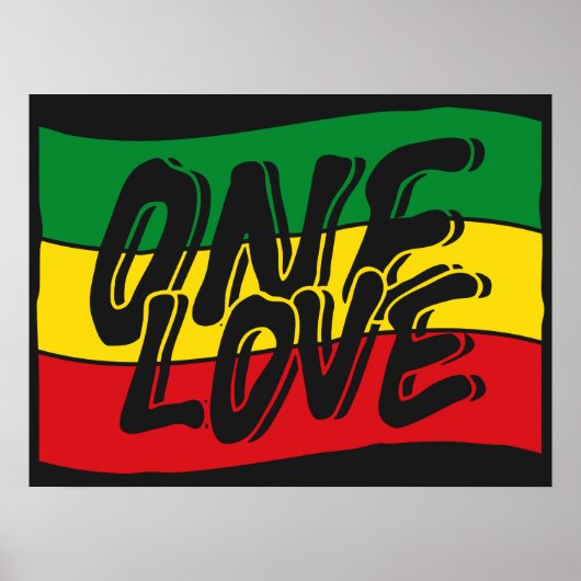 Poster One Love Drapeau Reggae Rasta (Devant)