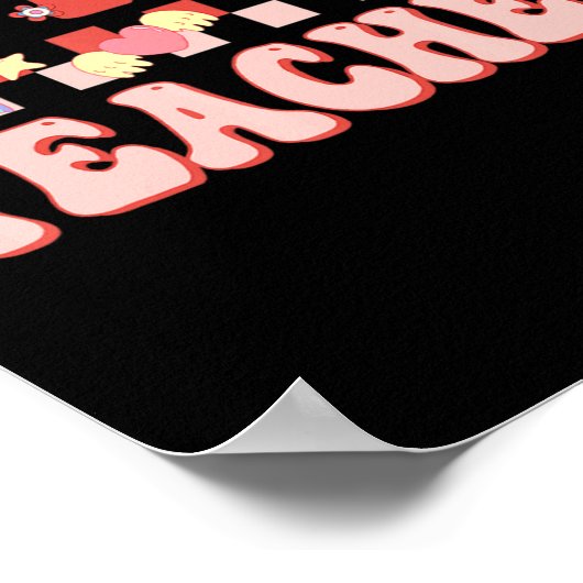 Poster One Loved Teacher Happy Valentines Day Retro Groov (Coin)