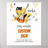 Poster One Rocks Guitare Anniversaire Personnalisé (Devant)