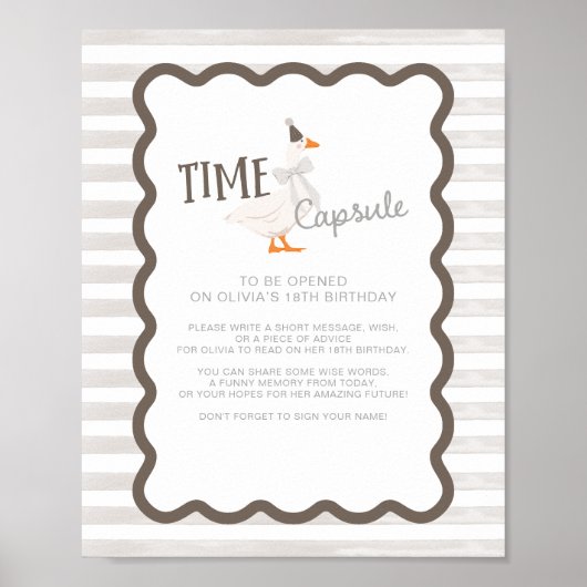 Poster One Silly Goose 1st Birthday Time Capsule Sign (Devant)