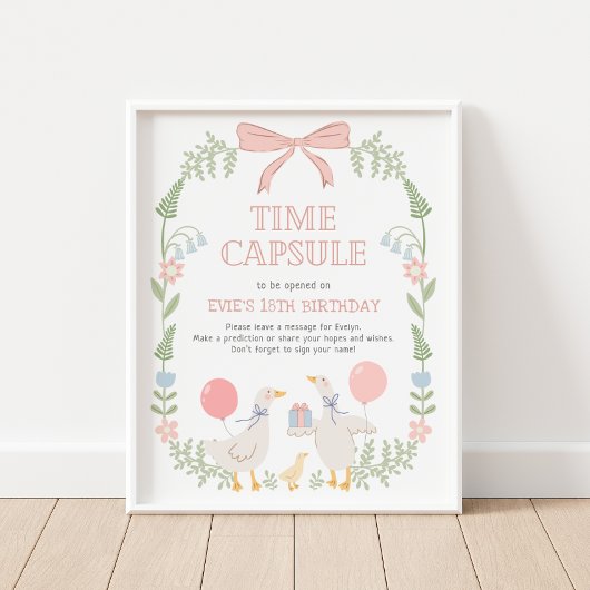 Poster One Silly Goose 1st Birthday Time Capsule Sign