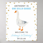 Poster One Silly Goose Boys 1st Birthday Party Welcome (Devant)