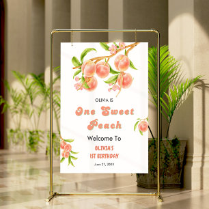 Poster One Sweet Peach Fruit Girl 1er anniversaire Bienve