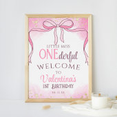 Poster Onederful Coquette Pink Bow Parties scintillant 1e