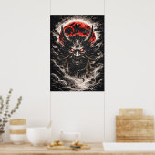 Poster Oni Demon in Red Moon - Japanese Anime Art (Cuisine)