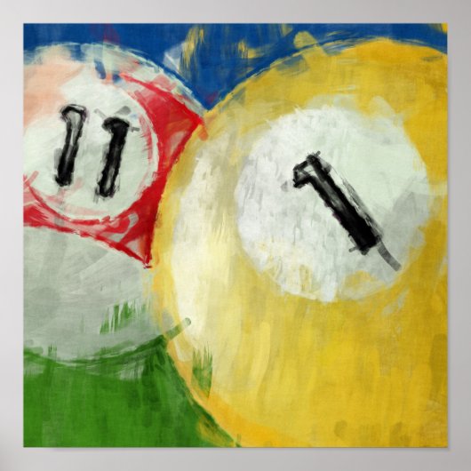Poster Onze et un billard Abstrait (Devant)