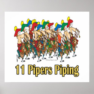 Poster onze joueurs de pipeau 11e jour de Noël
