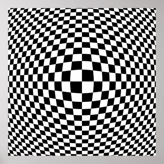 Poster Op Art À damiers noir et blanc (Devant)