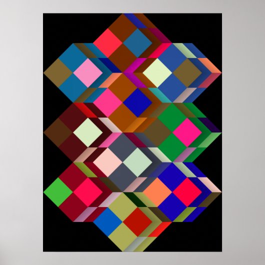 Poster Op-Art (art géométrique optique) taille standard (Devant)