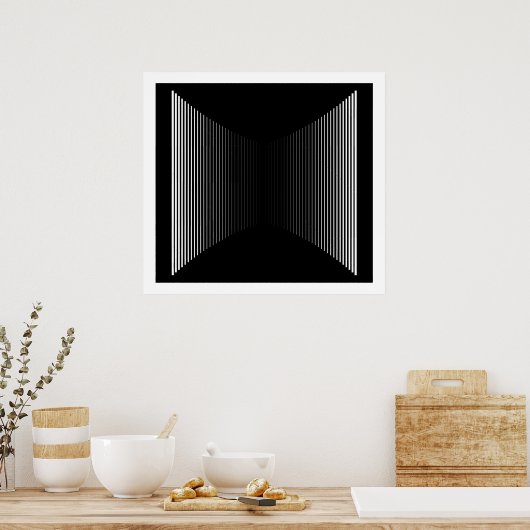 Poster Op Art Barres Verticales Blanc Sur Noir Progressif (Cuisine)