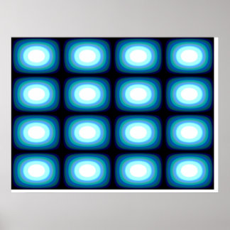 Poster Op Art Blue Blobs