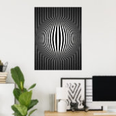 Poster Op Art Boulgement Verticale Grilles Noir et Blanc (Bureau à domicile)