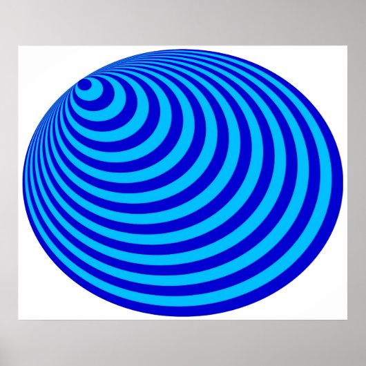 Poster Op Art Bullseye Excentré Bleu Pale Bleu (Devant)