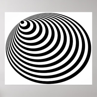 Poster Op Art Bullseye Excentré Noir Blanc