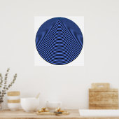 Poster Op Art Cercles Concentrés Bleu Sur Noir (Cuisine)