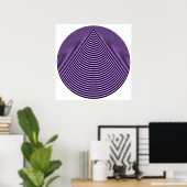 Poster Op Art Cercles Concentrés Violet Sur Noir (Bureau à domicile)