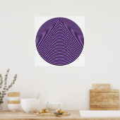 Poster Op Art Cercles Concentrés Violet Sur Noir (Cuisine)