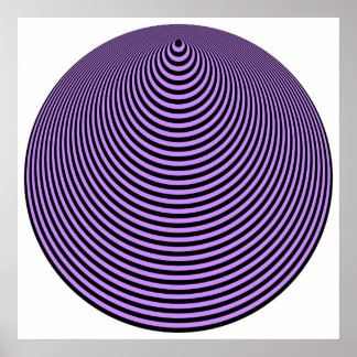 Poster Op Art Cercles Concentrés Violet Sur Noir