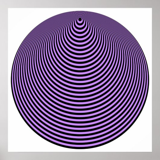 Poster Op Art Cercles Concentrés Violet Sur Noir (Devant)