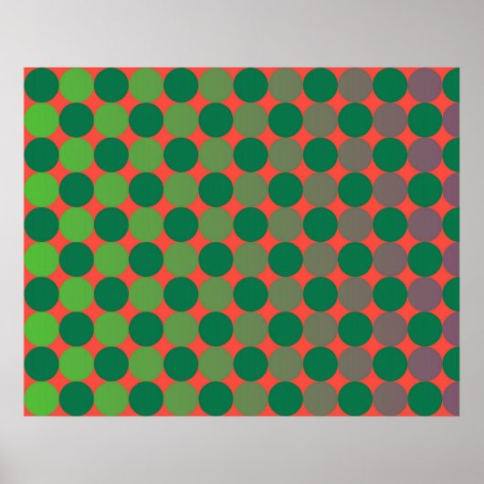 Poster Op Art Cercles Déclinants Rouge Et Vert (Devant)