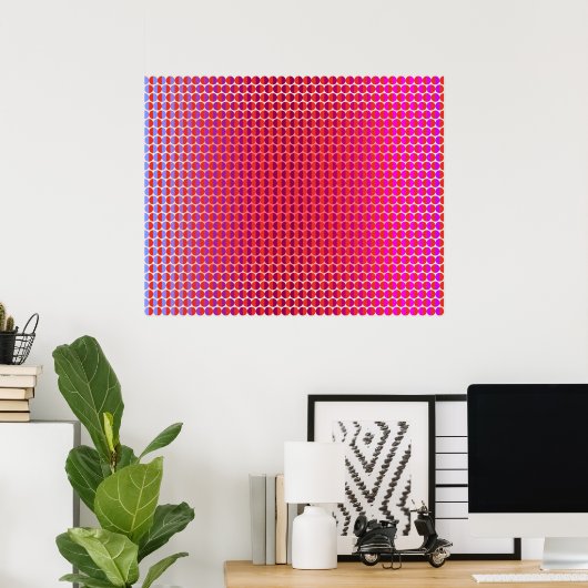 Poster Op Art Face À L'Autre Rouge Fuchsia Violet (Bureau à domicile)