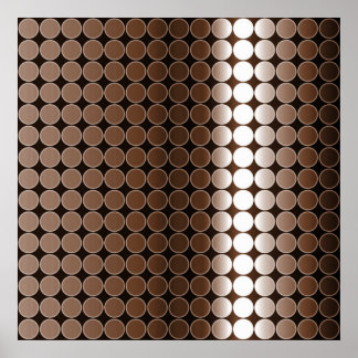 Poster Op Art Gradient Pois Monochrome Brown