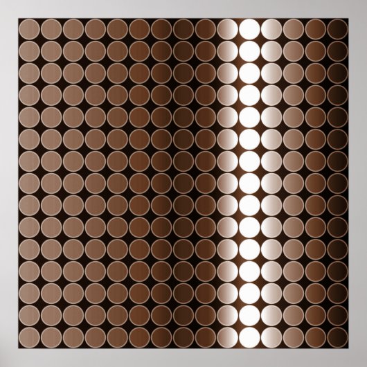 Poster Op Art Gradient Pois Monochrome Brown (Devant)