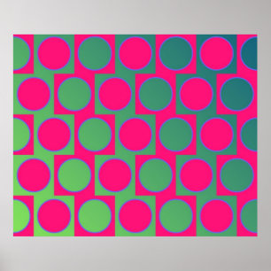 Poster Op Art Grands Cercles Motif alternatif Magenta