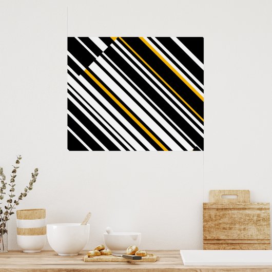 Poster Op Art Hommage à GF Diagonal Lines Four (Cuisine)
