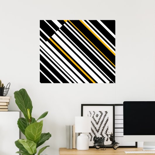 Poster Op Art Hommage à GF Diagonal Lines Four (Bureau à domicile)