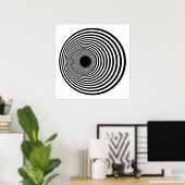 Poster Op Art Horizontal Cercles Noir et Blanc 01 (Bureau à domicile)