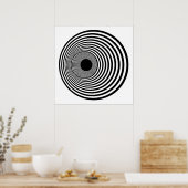 Poster Op Art Horizontal Cercles Noir et Blanc 01 (Cuisine)