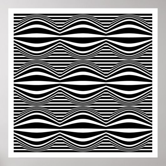 Poster Op Art Lines and Spheres 01 - Noir et blanc (Devant)