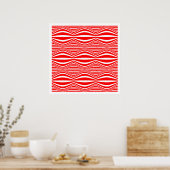 Poster Op Art Lines and Spheres 01 - Rouge et blanc (Cuisine)
