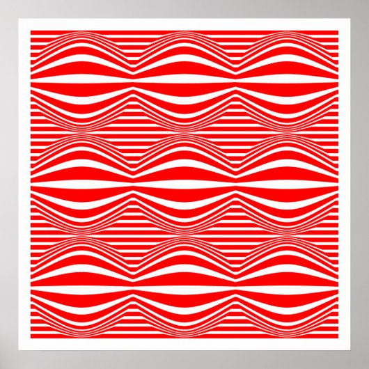 Poster Op Art Lines and Spheres 01 - Rouge et blanc (Devant)
