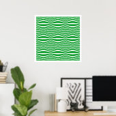 Poster Op Art Lines and Spheres 01 - Vert et blanc (Bureau à domicile)