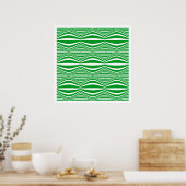Poster Op Art Lines and Spheres 01 - Vert et blanc (Cuisine)