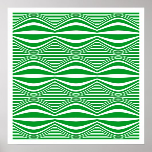 Poster Op Art Lines and Spheres 01 - Vert et blanc (Devant)