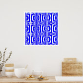 Poster Op Art Lines and Spheres 02 - Bleu et blanc (Cuisine)