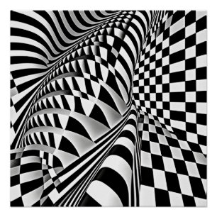 Poster Op Art Noir Et Blanc