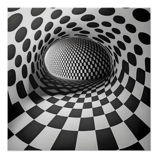 Poster Op Art Noir Et Blanc (Devant)