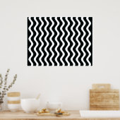 Poster Op Art noir et blanc Vagues deux (Cuisine)