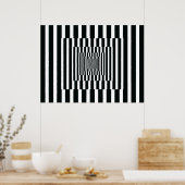 Poster Op Art Réflexions verticales Noir et Blanc (Cuisine)